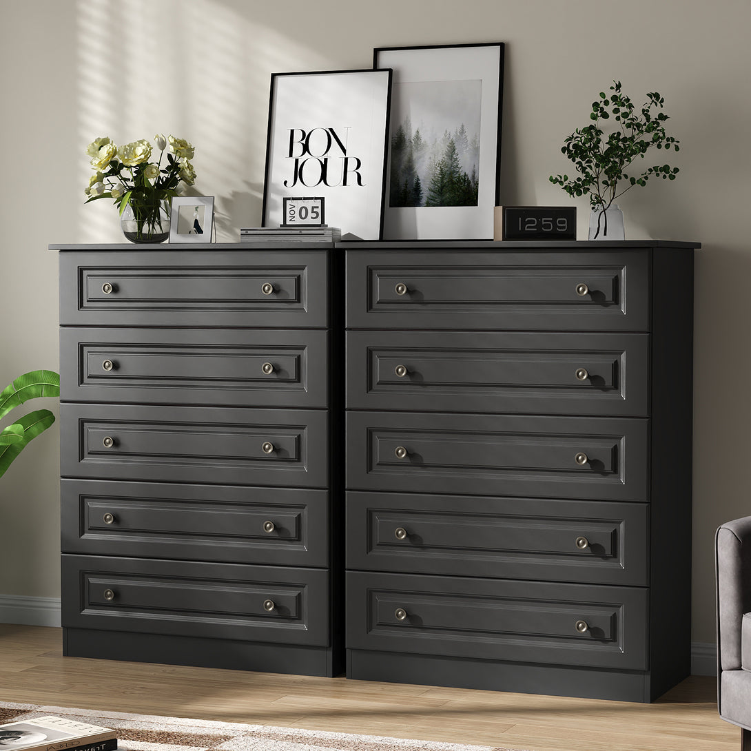Dresser for bedroom,5 Drawer Dresser Tall  Dresser with Large Storage Space, for Bedroom,Hallway,Entryway