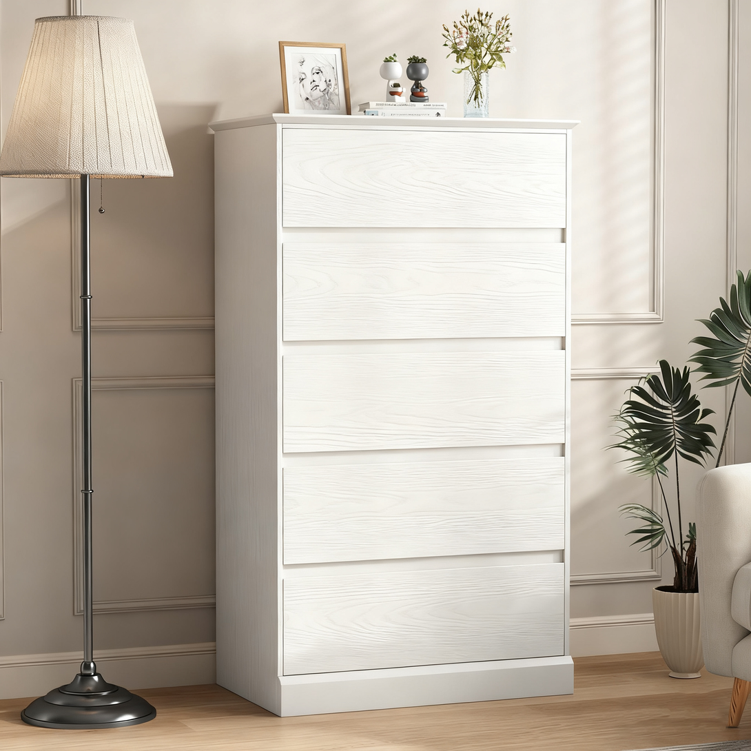 Bedroom Dresser Black, 5 Drawer Dresser Chest of Drawers for Living Room Dressing Room Entryway