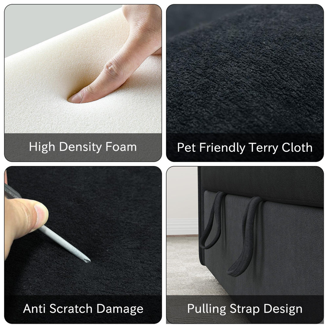 3 in 1 Convertible Sleeper Sofa Bed, 53" Folding Pull Out Couch with Adjustable Backrest, Futon Loveseat Couches with Side Pocket for Living Room