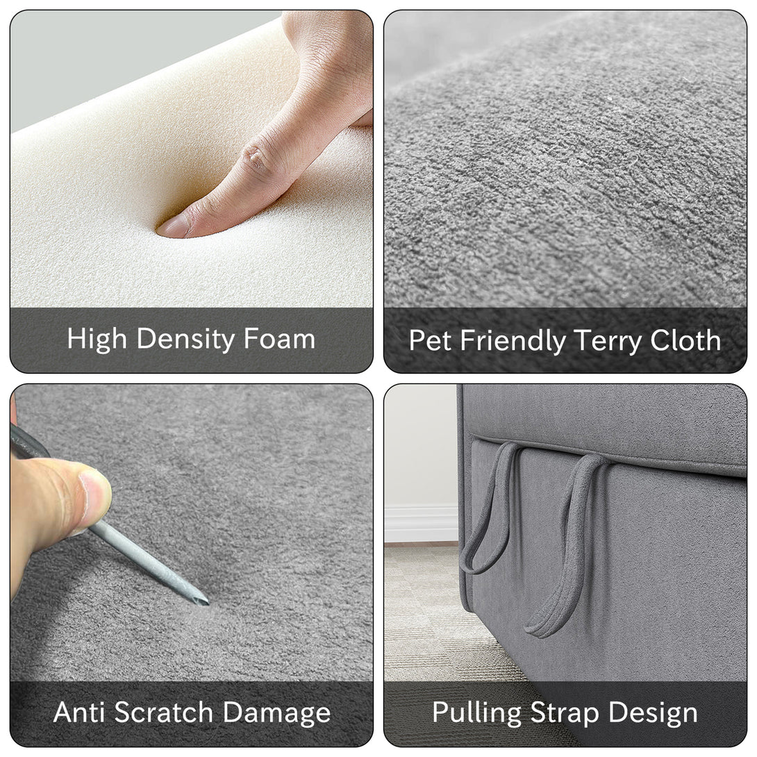 3 in 1 Convertible Sleeper Sofa Bed, 53" Folding Pull Out Couch with Adjustable Backrest, Futon Loveseat Couches with Side Pocket for Living Room