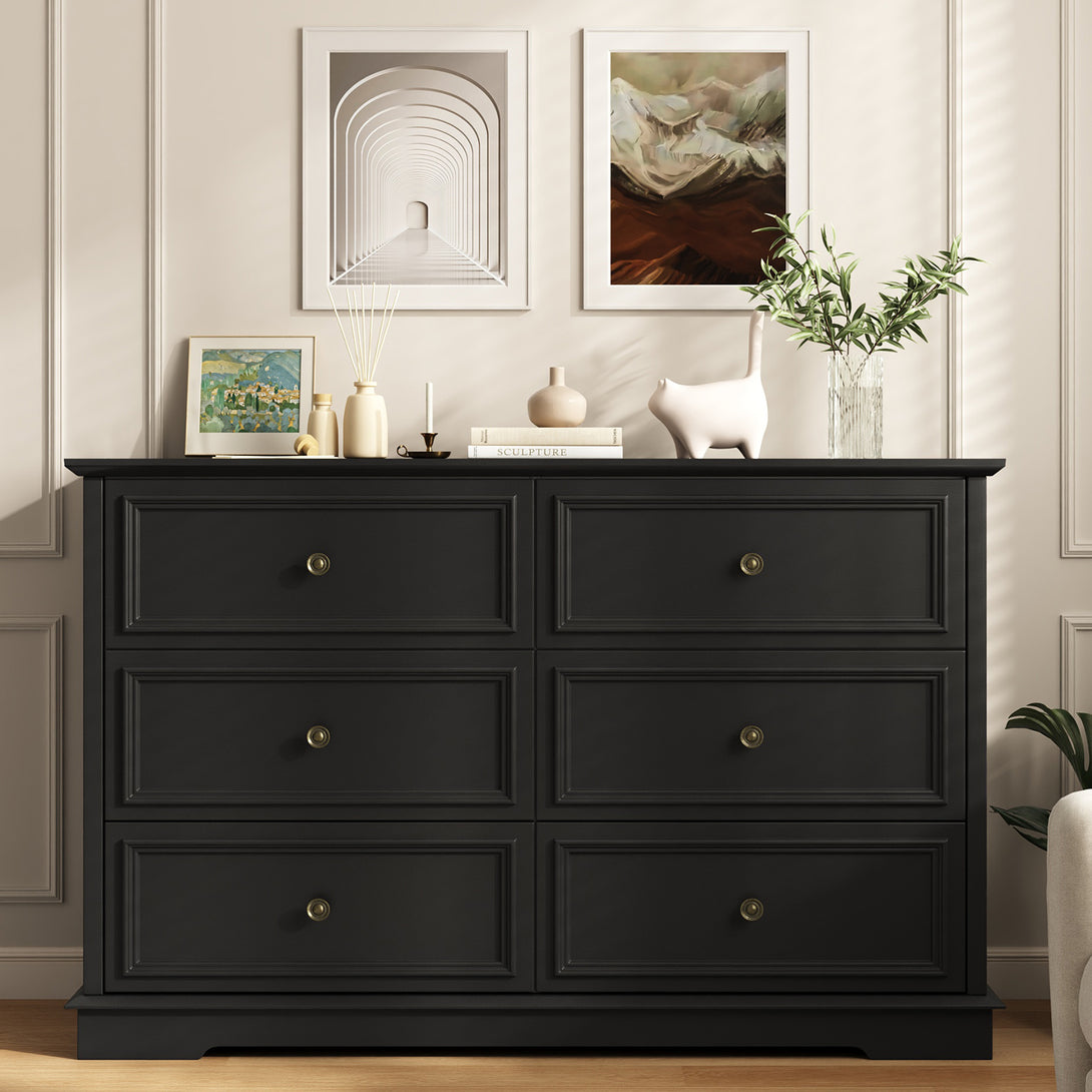 IDEALSOUL Dresser,6 Drawer Dresser for bedroom,Retro Wood Storage dresser for Living Room