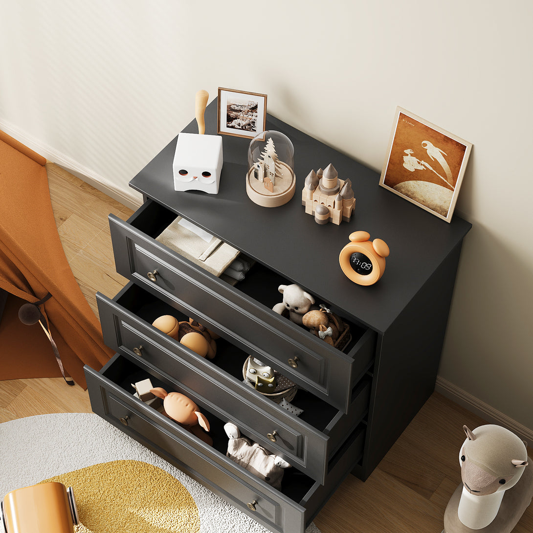 IDEALSOUL Dressers for Bedroom, 3 Drawer Dresser, White Dresser with Large Storage Space for Living Room, Chest of Drawers for Bedroom