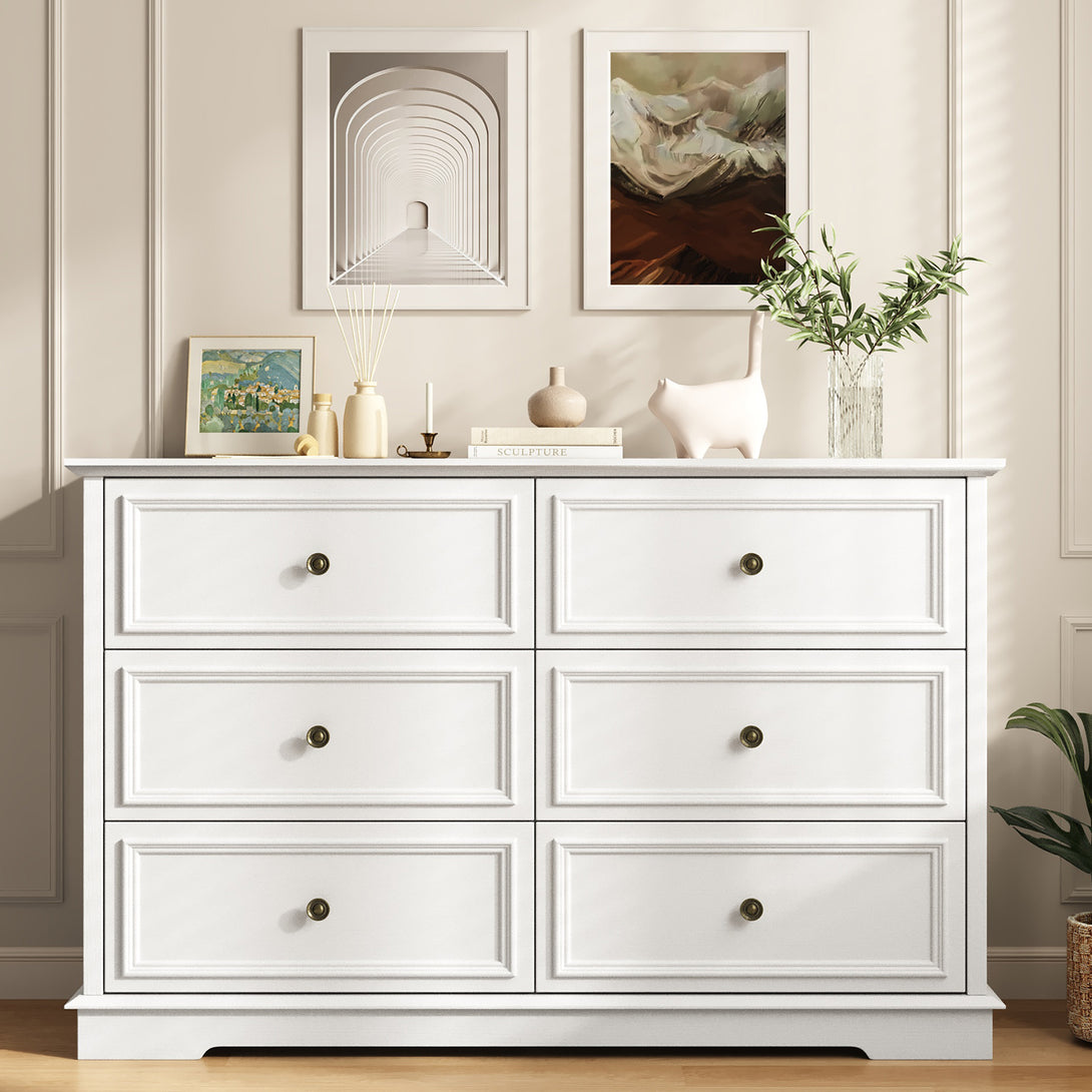 IDEALSOUL Dresser,6 Drawer Dresser for bedroom,Retro Wood Storage dresser for Living Room