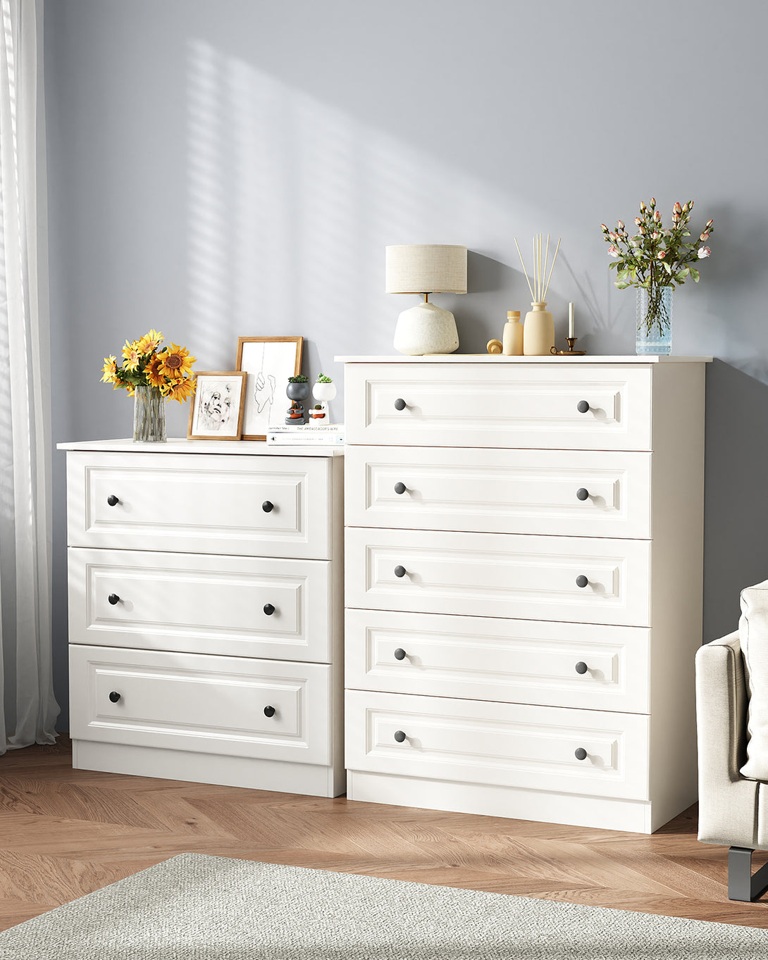 Dresser for bedroom,5 Drawer Dresser Tall  Dresser with Large Storage Space, for Bedroom,Hallway,Entryway