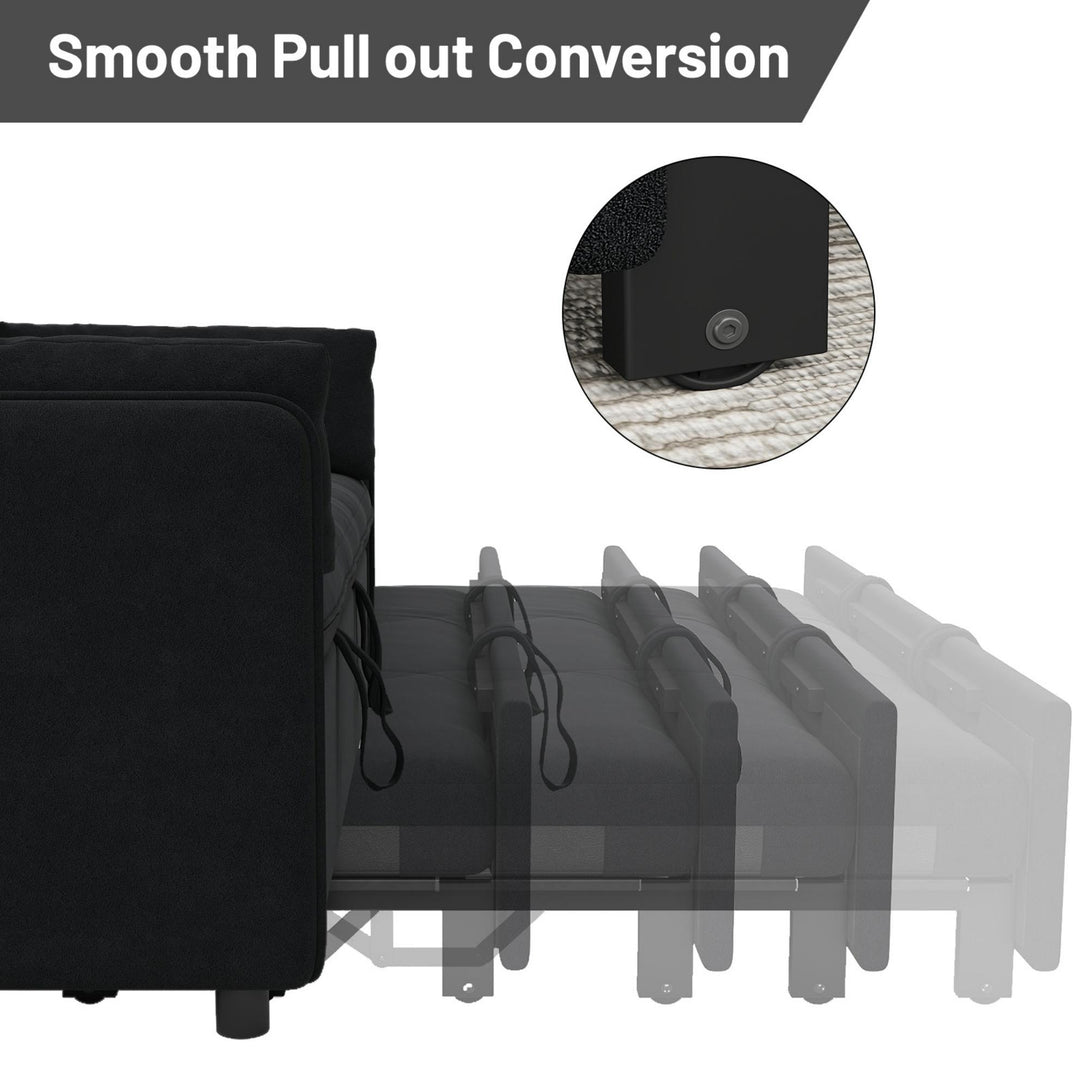 3 in 1 Convertible Sleeper Sofa Bed, 53" Folding Pull Out Couch with Adjustable Backrest, Futon Loveseat Couches with Side Pocket for Living Room