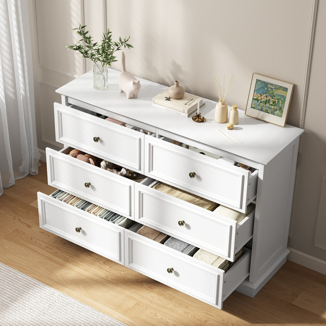 IDEALSOUL Dresser,6 Drawer Dresser for bedroom,Retro Wood Storage dresser for Living Room
