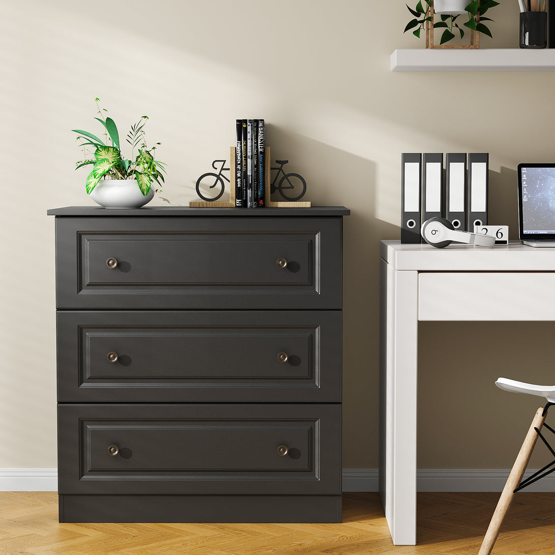 IDEALSOUL Dressers for Bedroom, 3 Drawer Dresser, White Dresser with Large Storage Space for Living Room, Chest of Drawers for Bedroom