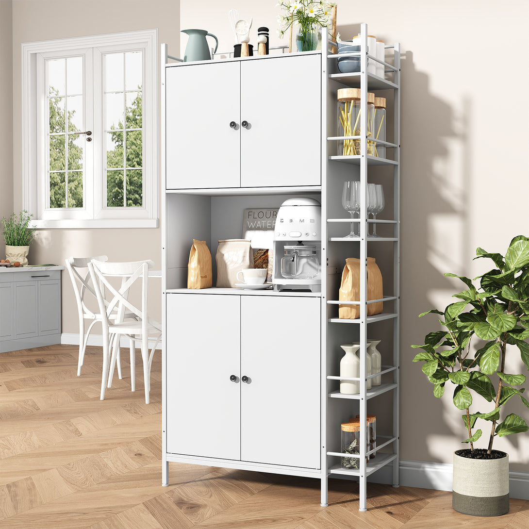 IDEALSOUL Pantry Storage Cabinets,70.8" Kitchen Pantry Cabinet with Side Shelf,2 Doors and 3 Shelves