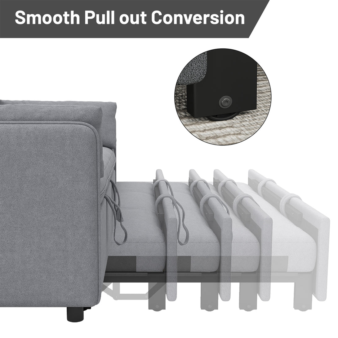 3 in 1 Convertible Sleeper Sofa Bed, 53" Folding Pull Out Couch with Adjustable Backrest, Futon Loveseat Couches with Side Pocket for Living Room
