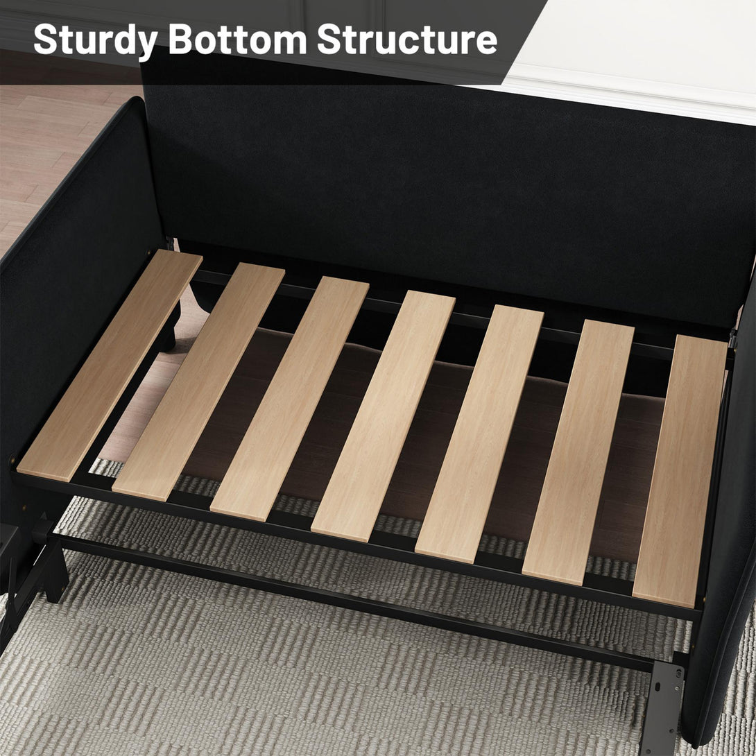 3 in 1 Convertible Sleeper Sofa Bed, 53" Folding Pull Out Couch with Adjustable Backrest, Futon Loveseat Couches with Side Pocket for Living Room