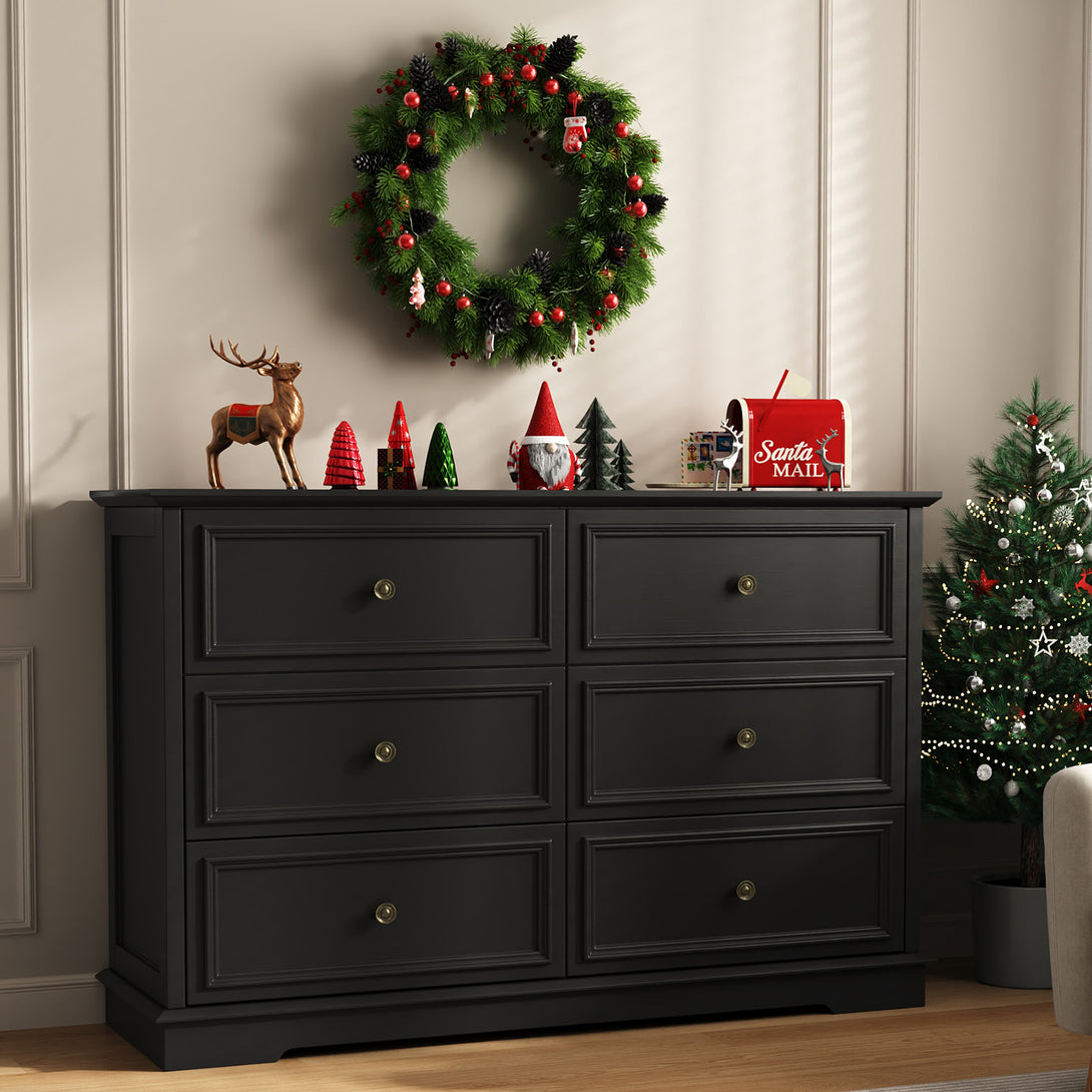 IDEALSOUL Dresser,6 Drawer Dresser for bedroom,Retro Wood Storage dresser for Living Room