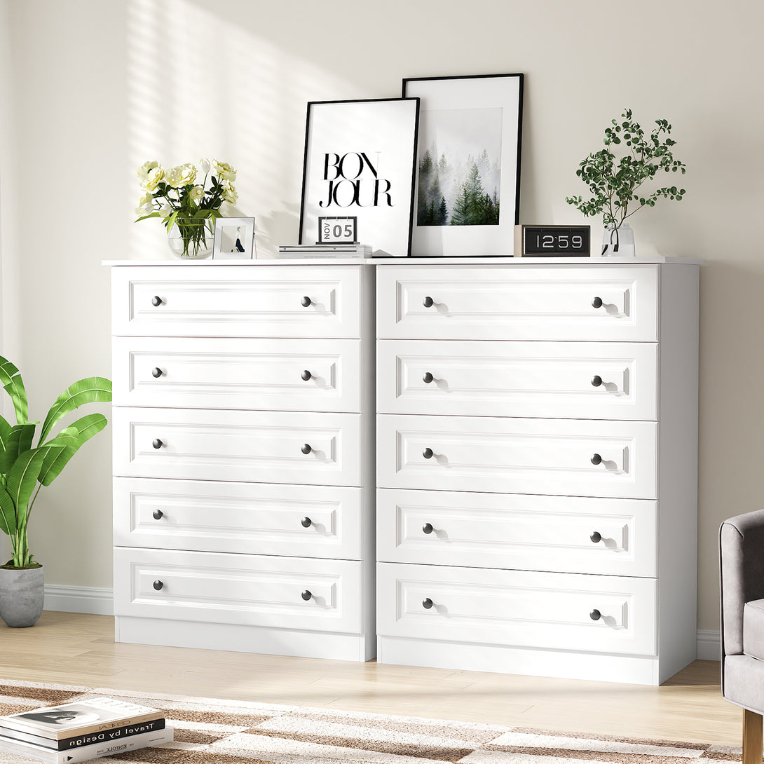 Dresser for bedroom,5 Drawer Dresser Tall  Dresser with Large Storage Space, for Bedroom,Hallway,Entryway