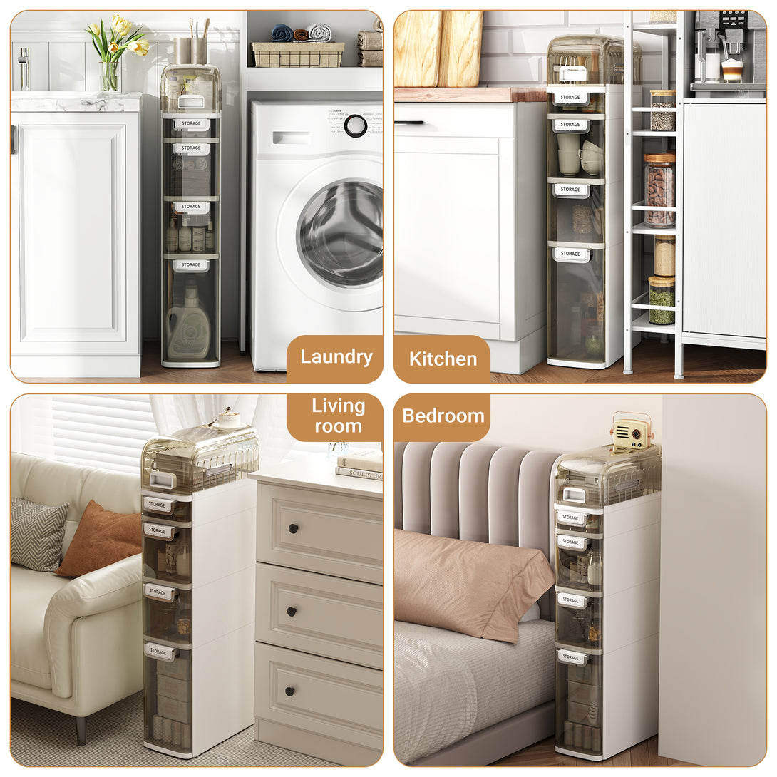 IDEALSOUL Bathroom Storage,Waterproof Narrow Storage Cabinet,Storage Floor Cabinet with Drawers for Small Spaces