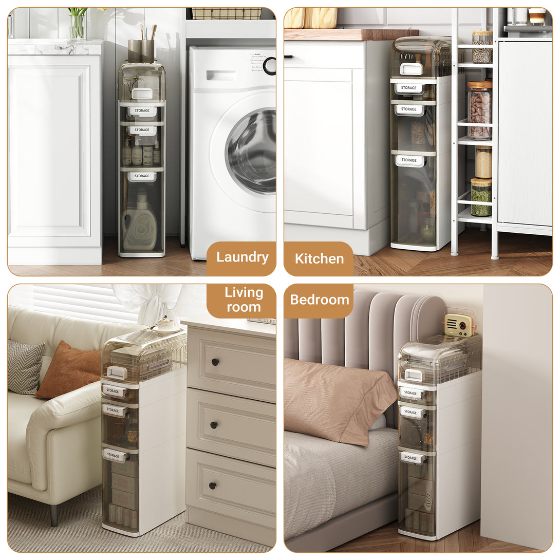 IDEALSOUL Bathroom Storage,Waterproof Narrow Storage Cabinet,Storage Floor Cabinet with Drawers for Small Spaces