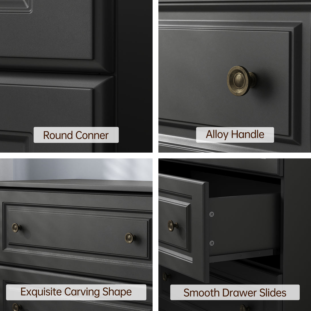 Dresser for bedroom,5 Drawer Dresser Tall  Dresser with Large Storage Space, for Bedroom,Hallway,Entryway