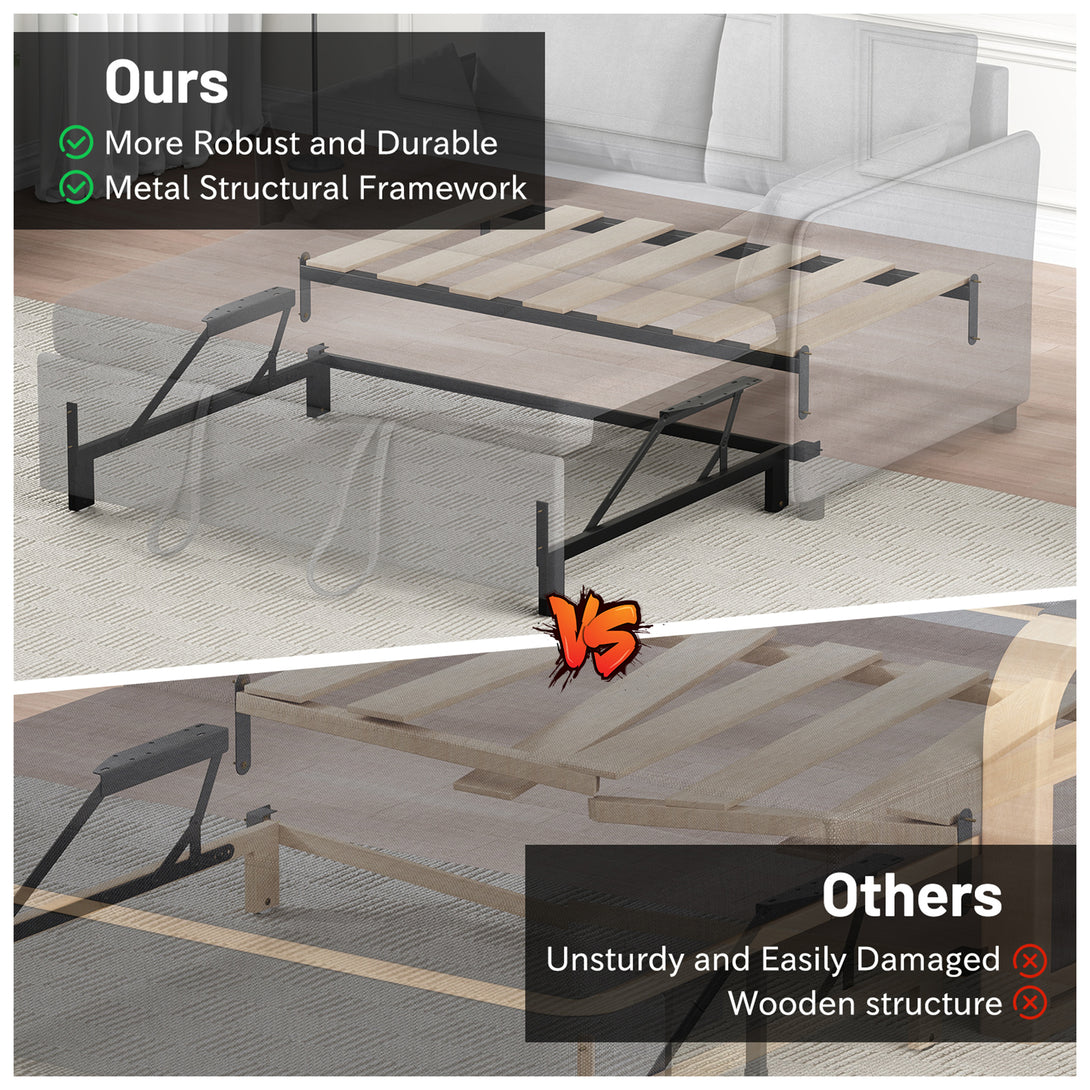 3 in 1 Convertible Sleeper Sofa Bed, 53" Folding Pull Out Couch with Adjustable Backrest, Futon Loveseat Couches with Side Pocket for Living Room