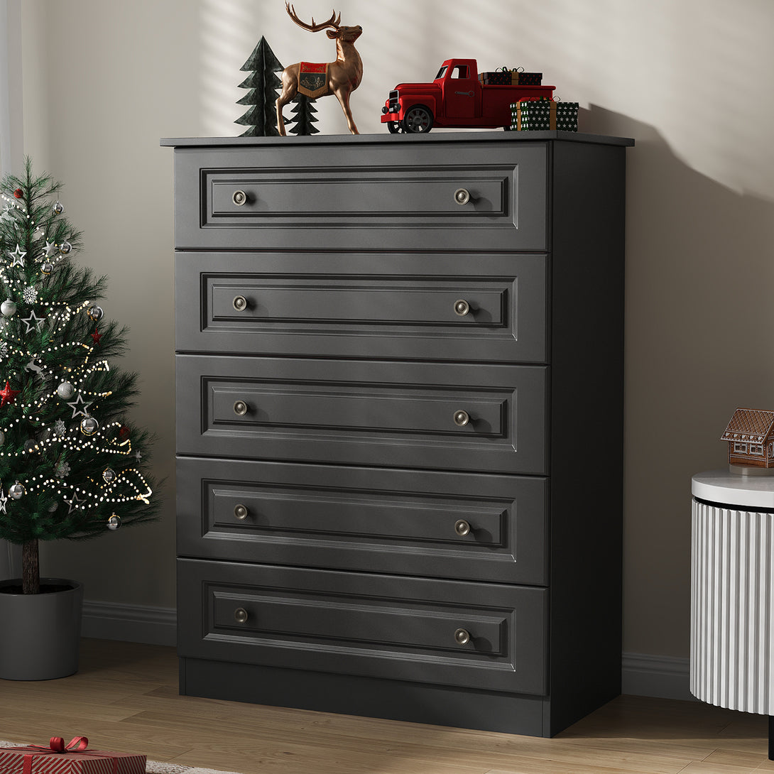 Dresser for bedroom,5 Drawer Dresser Tall  Dresser with Large Storage Space, for Bedroom,Hallway,Entryway