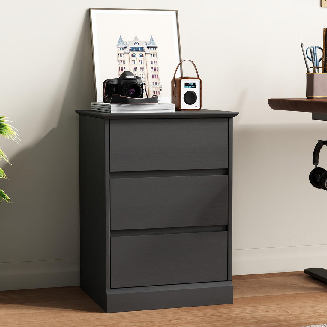 3 Drawers Nightstand with Charging Station, Bedside Table with Storage for Living Room Bedroom