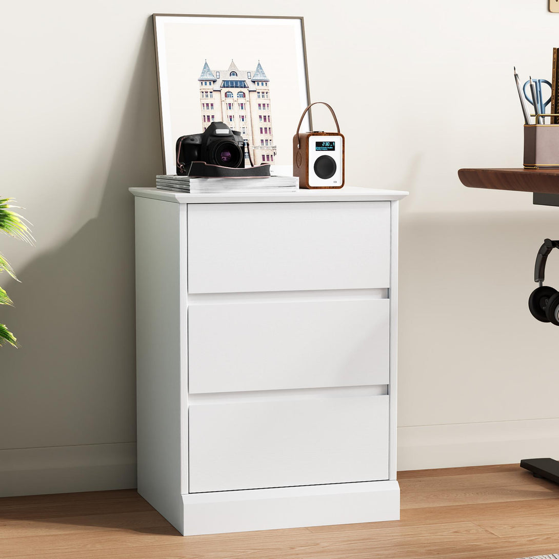 3 Drawers Nightstand with Charging Station, Bedside Table with Storage for Living Room Bedroom