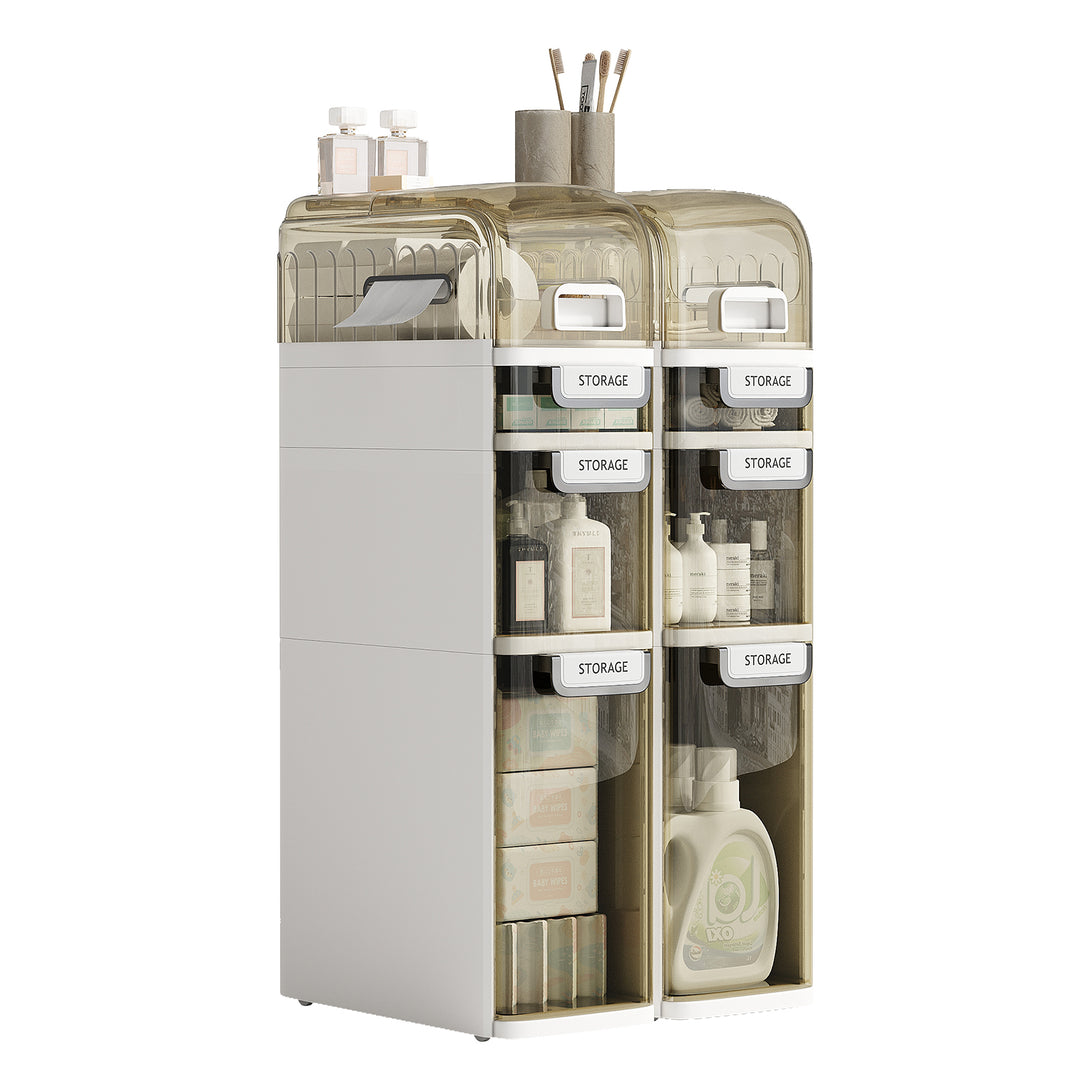 IDEALSOUL Bathroom Storage,Waterproof Narrow Storage Cabinet,Storage Floor Cabinet with Drawers for Small Spaces