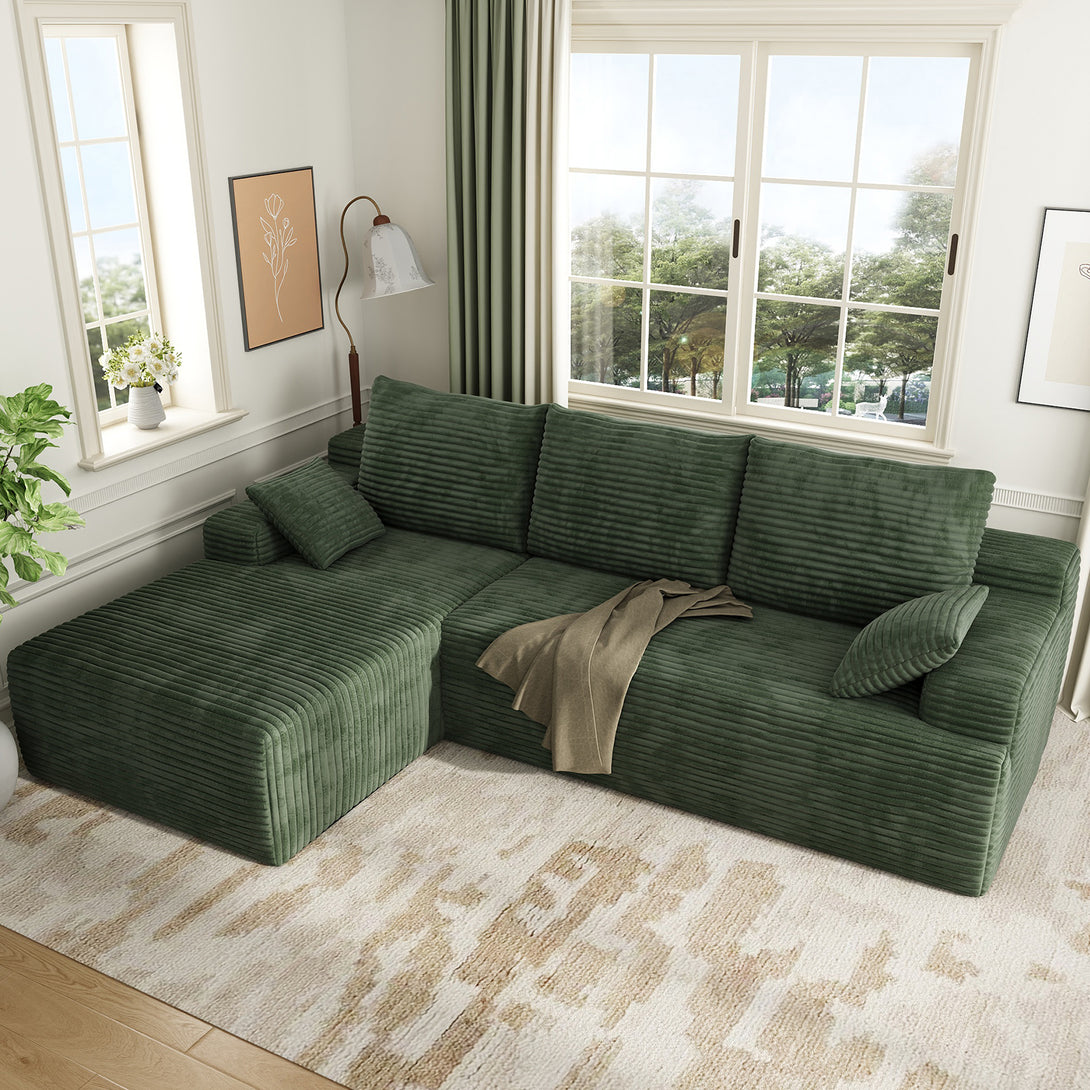 104" Cloud Sectional Couch with L-Shape Chaise, Modern Modular Sofa with Deep Seat, Upholstered Couches with Back Cushion for Living Room Bedroom, No Assembly Required