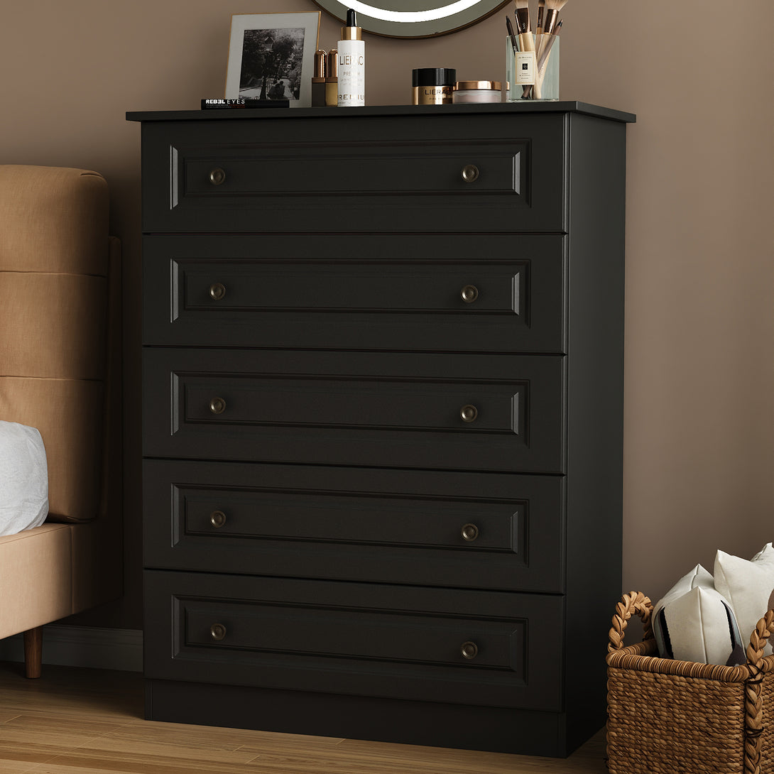 Dresser for bedroom,5 Drawer Dresser Tall  Dresser with Large Storage Space, for Bedroom,Hallway,Entryway