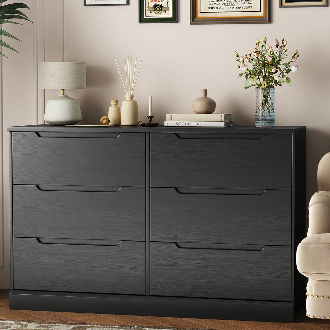 Dresser 6 Drawer Dresser Modern Wooden Closet Double Dresser for Bedroom Closet Living Room Hallway Entryway Dressing Room