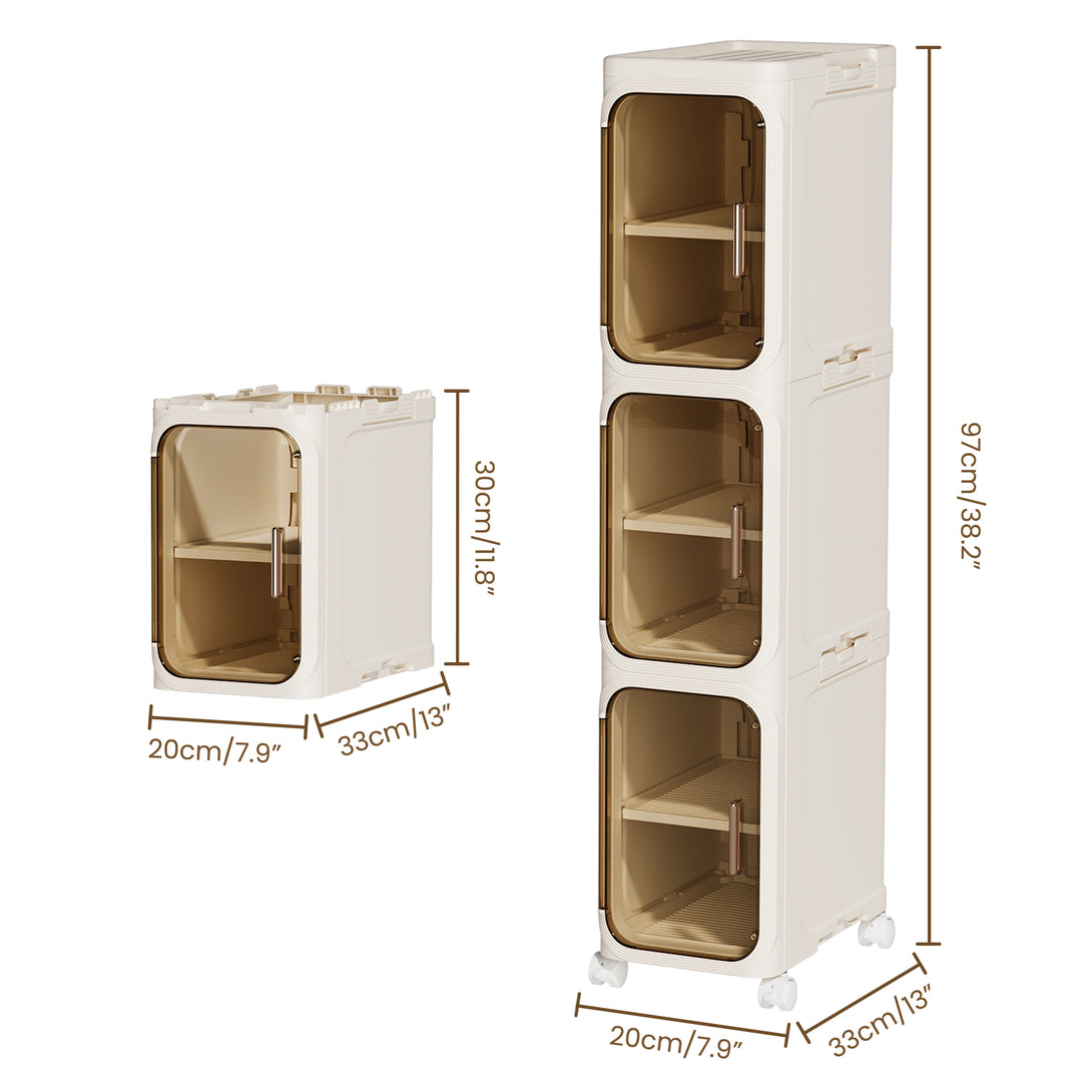 Narrow Storage Cabinet, Slim Bathromm Storage Cabinet With Wheels, Removable Partitions, Transparent Doors, Narrow Cabinet For Small Spaces, Bathroom, Bedroom, Living Room, Laundry