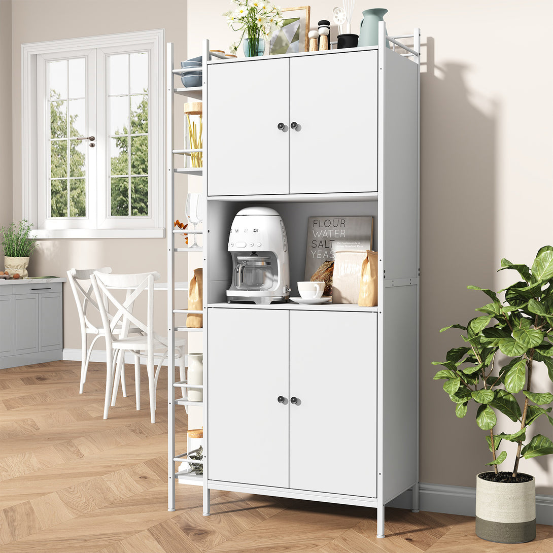 IDEALSOUL Pantry Storage Cabinets,70.8" Kitchen Pantry Cabinet with Side Shelf,2 Doors and 3 Shelves
