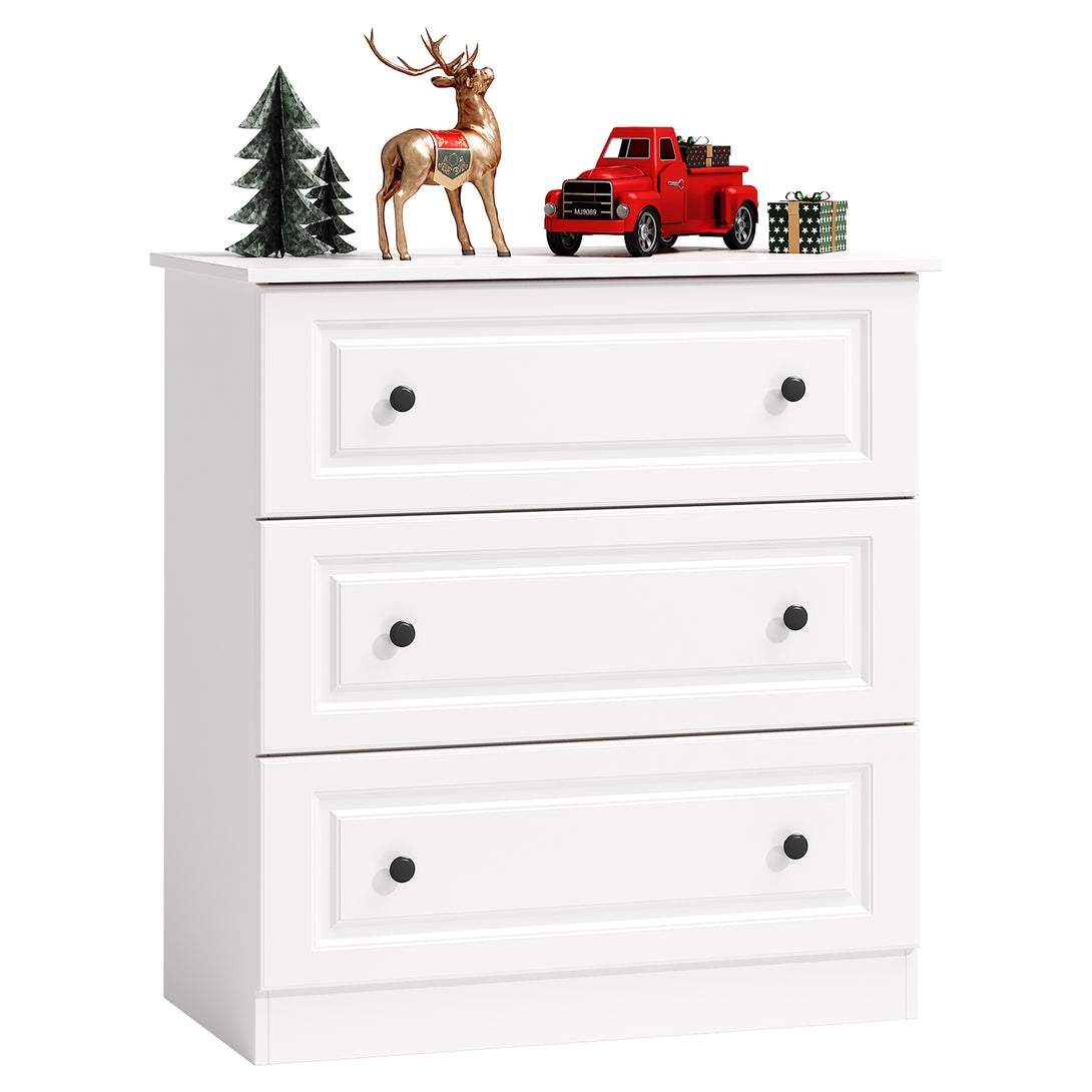 IDEALSOUL Dressers for Bedroom, 3 Drawer Dresser, White Dresser with Large Storage Space for Living Room, Chest of Drawers for Bedroom