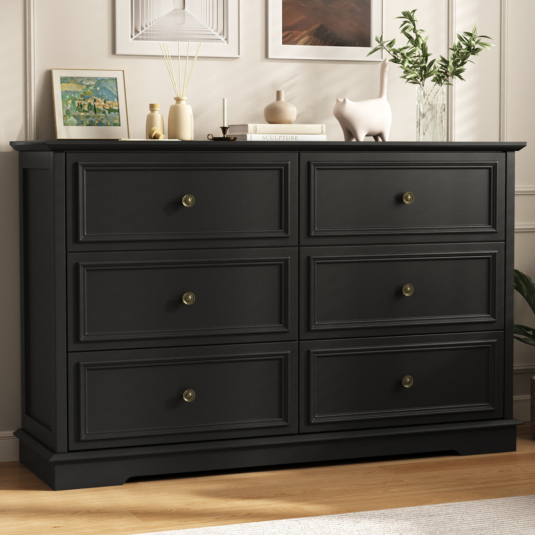 IDEALSOUL Dresser,6 Drawer Dresser for bedroom,Retro Wood Storage dresser for Living Room