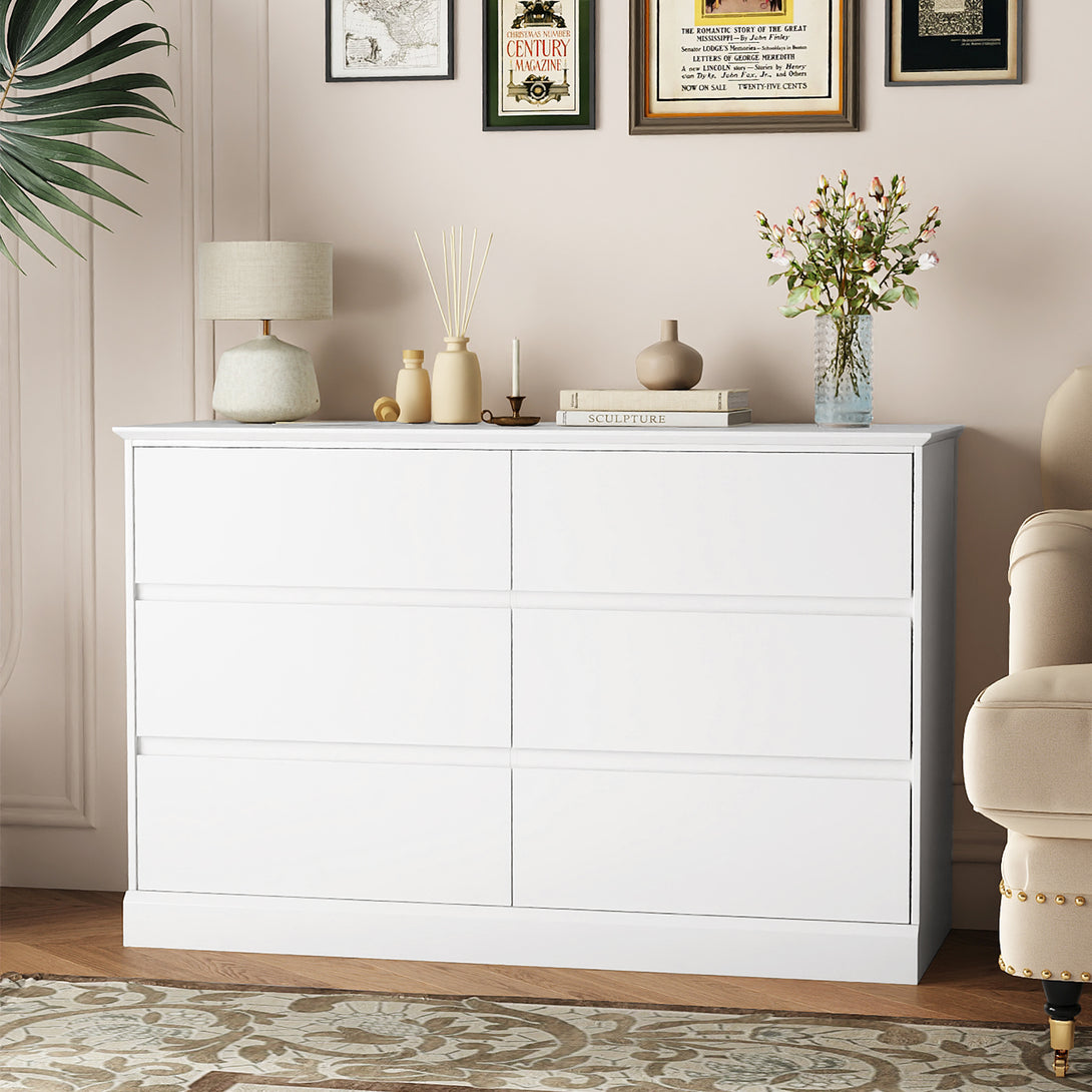 White Dressers Bedroom Dresser 6 Drawer Storage Chest of Drawers