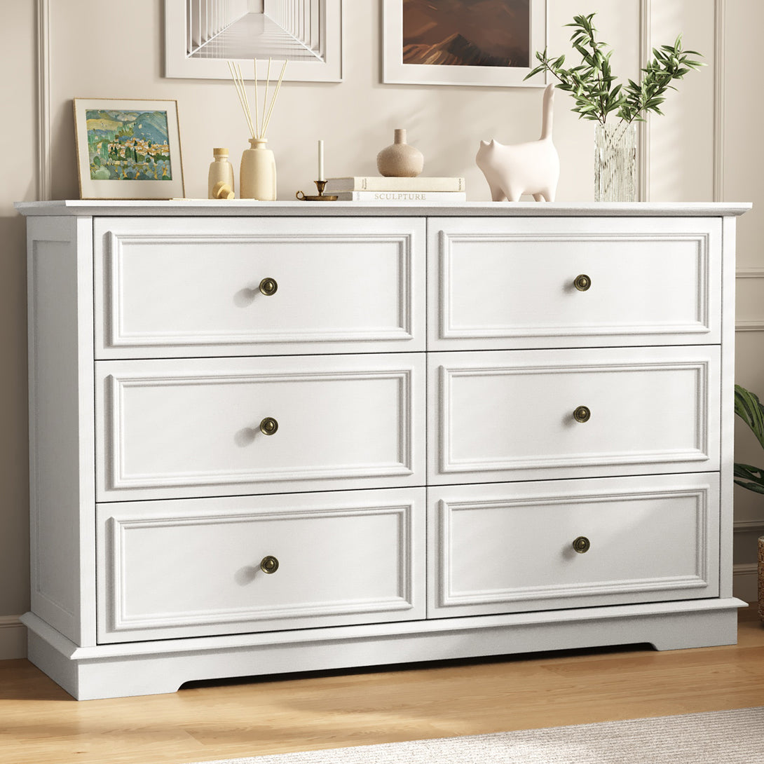 IDEALSOUL Dresser,6 Drawer Dresser for bedroom,Retro Wood Storage dresser for Living Room