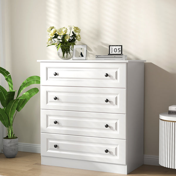 IDEALSOUL Dresser, White Dresser Tall dresser with Large Storage Space, 4 Drawer Dresser for Bedroom, Hallway, Entryway