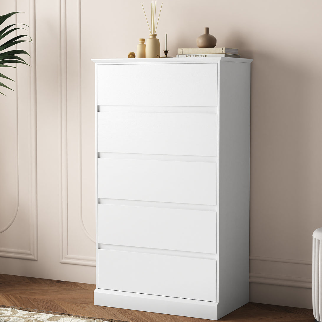 Bedroom Dresser Black, 5 Drawer Dresser Chest of Drawers for Living Room Dressing Room Entryway