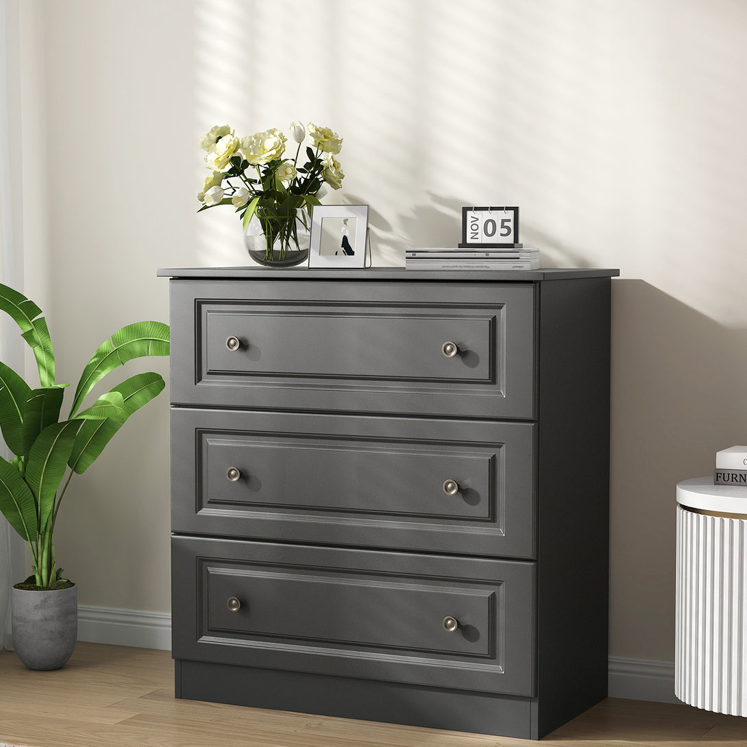 IDEALSOUL Dressers for Bedroom, 3 Drawer Dresser, White Dresser with Large Storage Space for Living Room, Chest of Drawers for Bedroom