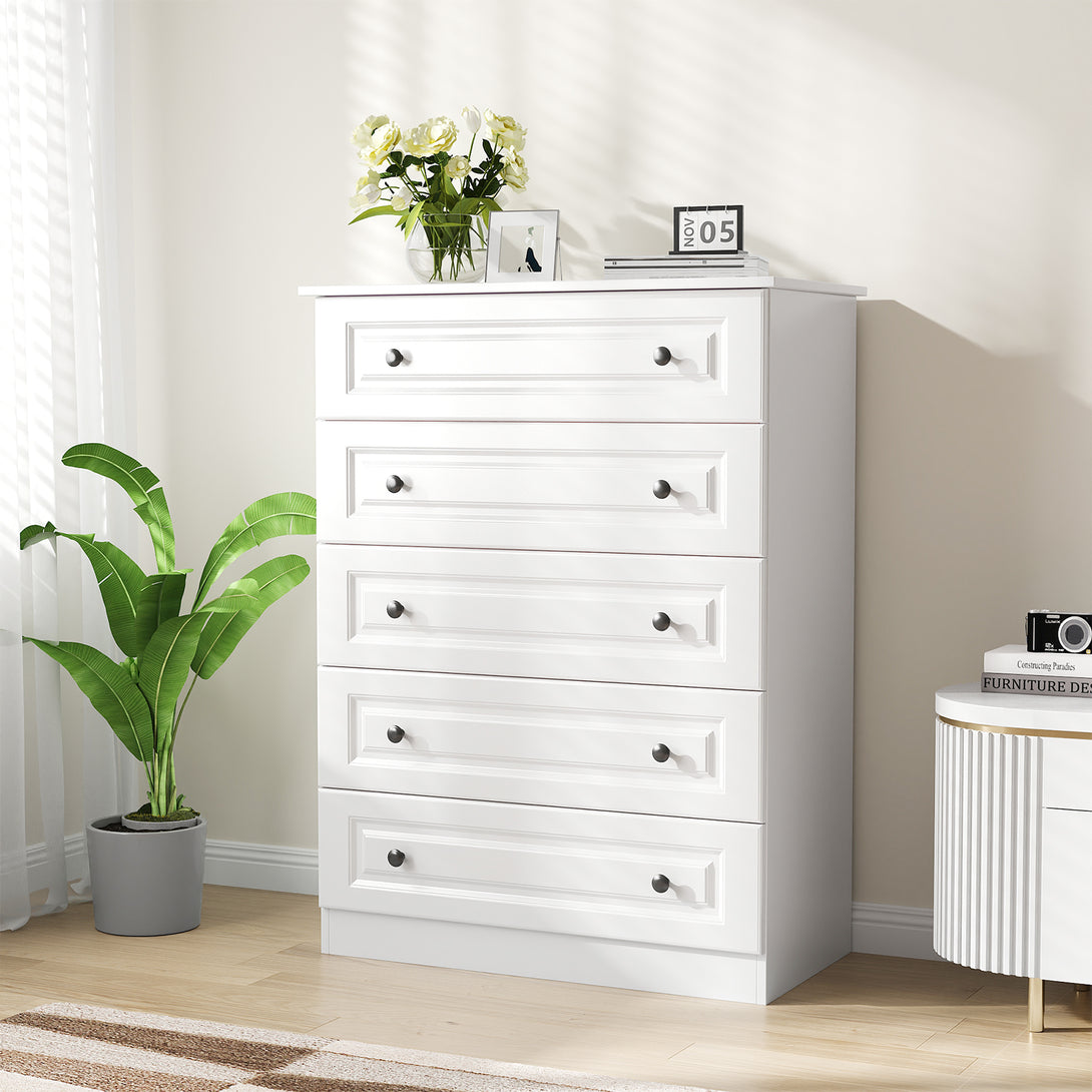 Dresser for bedroom,5 Drawer Dresser Tall  Dresser with Large Storage Space, for Bedroom,Hallway,Entryway