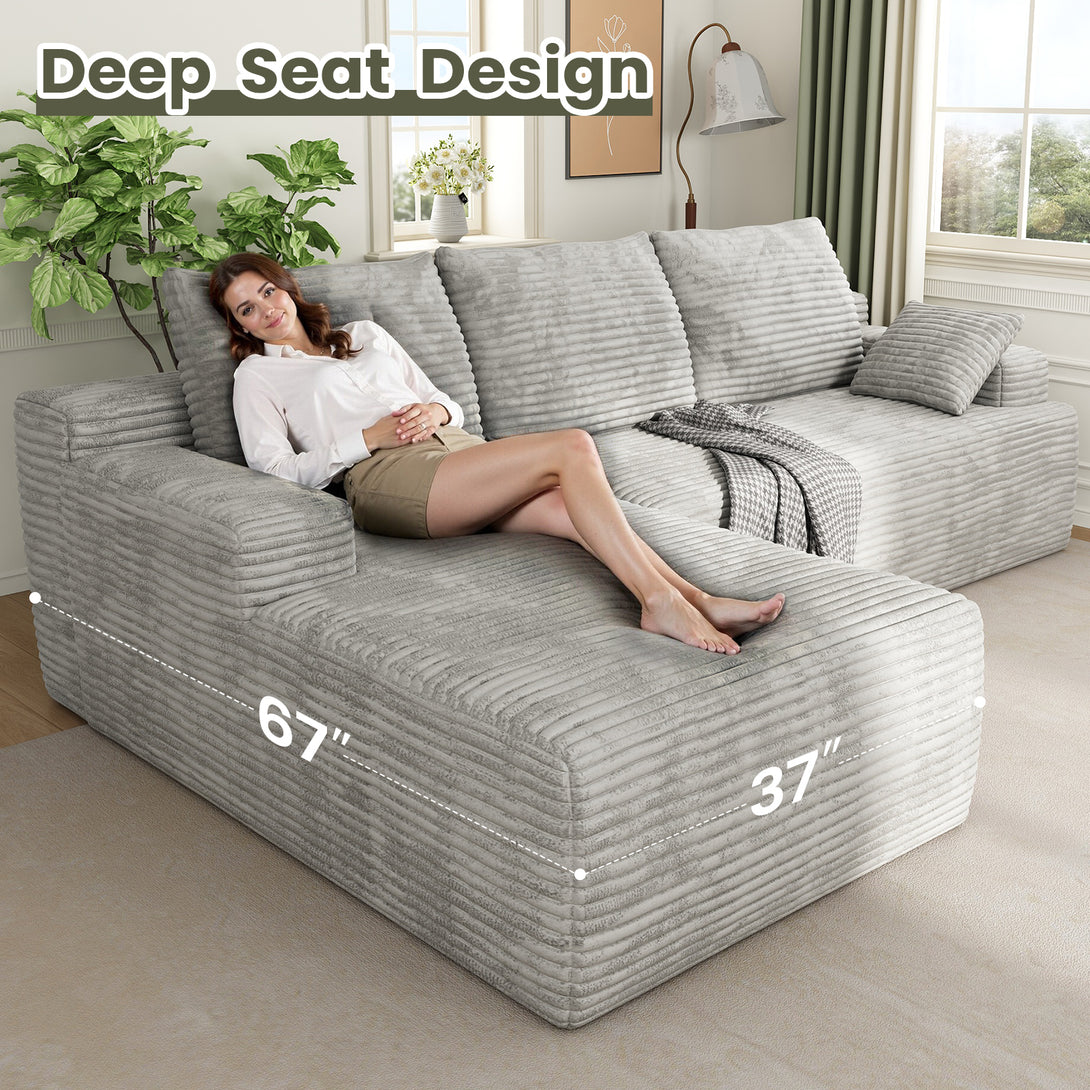 104" Cloud Sectional Couch with L-Shape Chaise, Modern Modular Sofa with Deep Seat, Upholstered Couches with Back Cushion for Living Room Bedroom, No Assembly Required