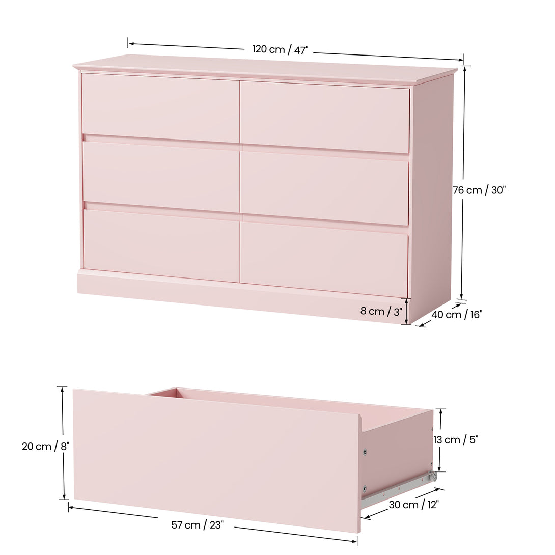 White Dressers Bedroom Dresser 6 Drawer Storage Chest of Drawers