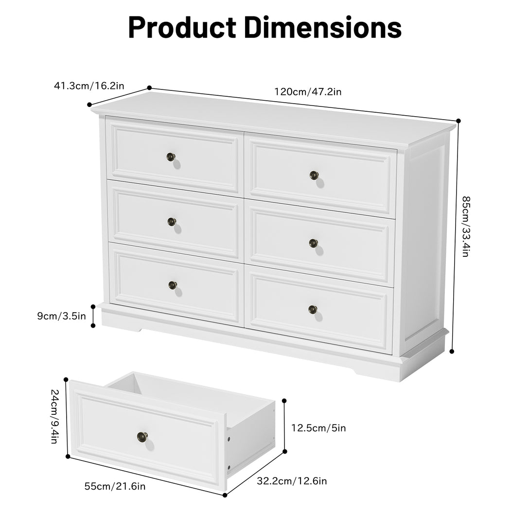 IDEALSOUL Dresser,6 Drawer Dresser for bedroom,Retro Wood Storage dresser for Living Room