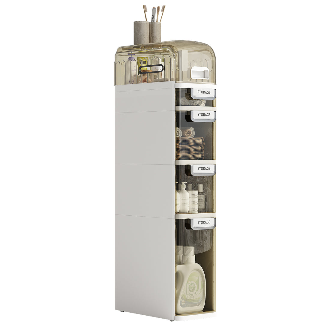 IDEALSOUL Bathroom Storage,Waterproof Narrow Storage Cabinet,Storage Floor Cabinet with Drawers for Small Spaces