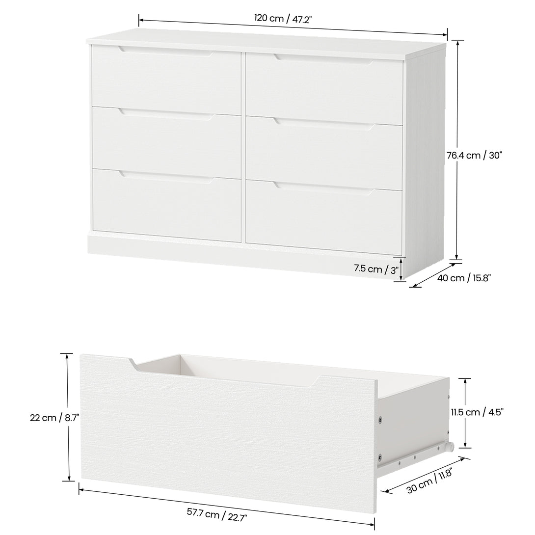 Dresser 6 Drawer Dresser Modern Wooden Closet Double Dresser for Bedroom Closet Living Room Hallway Entryway Dressing Room