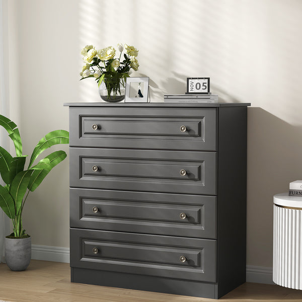 IDEALSOUL Dresser, Black Dresser Tall dresser with Large Storage Space, 4 Drawer Dresser for Bedroom, Hallway, Entryway