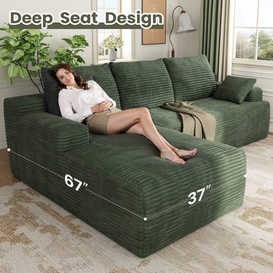 104" Cloud Sectional Couch with L-Shape Chaise, Modern Modular Sofa with Deep Seat, Upholstered Couches with Back Cushion for Living Room Bedroom, No Assembly Required