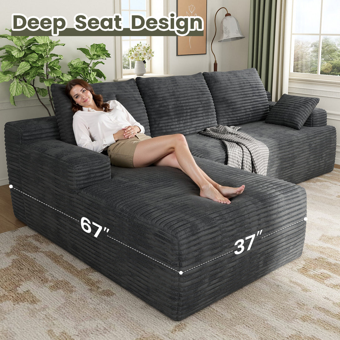 104" Cloud Sectional Couch with L-Shape Chaise, Modern Modular Sofa with Deep Seat, Upholstered Couches with Back Cushion for Living Room Bedroom, No Assembly Required