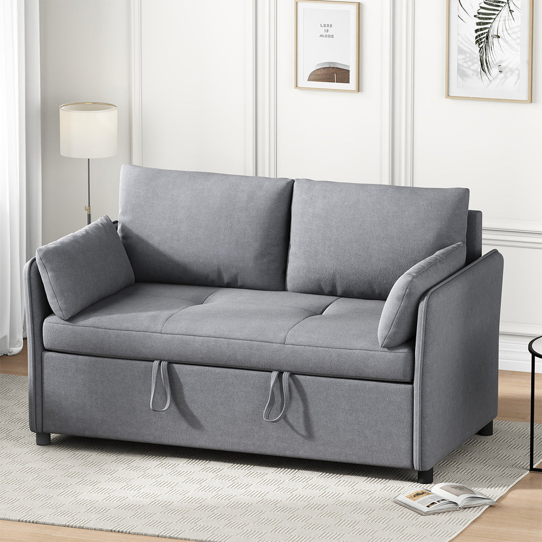 3 in 1 Convertible Sleeper Sofa Bed, 53" Folding Pull Out Couch with Adjustable Backrest, Futon Loveseat Couches with Side Pocket for Living Room