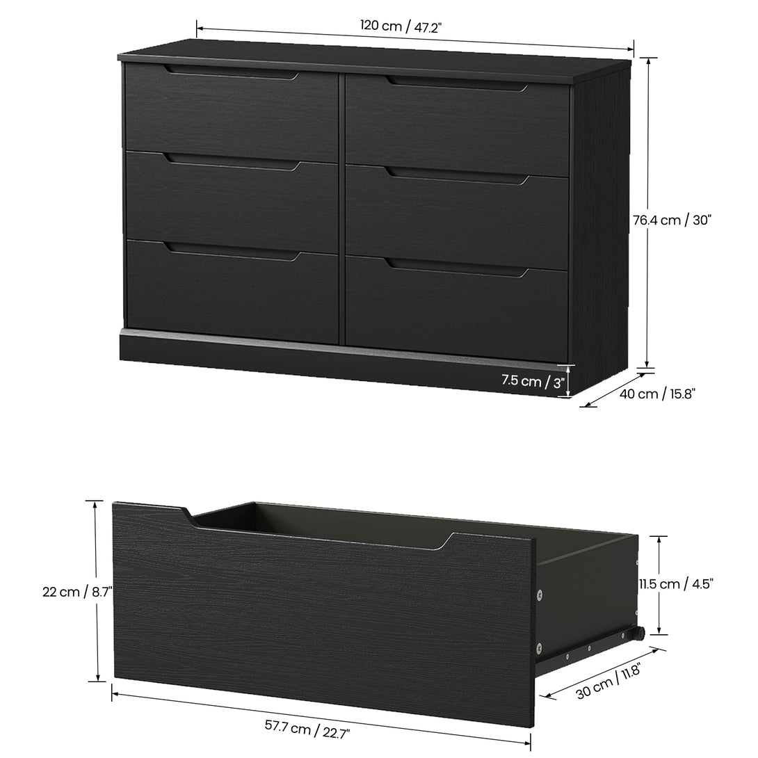 Dresser 6 Drawer Dresser Modern Wooden Closet Double Dresser for Bedroom Closet Living Room Hallway Entryway Dressing Room