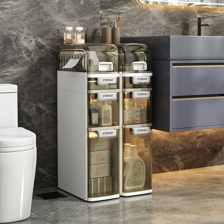 IDEALSOUL Bathroom Storage,Waterproof Narrow Storage Cabinet,Storage Floor Cabinet with Drawers for Small Spaces