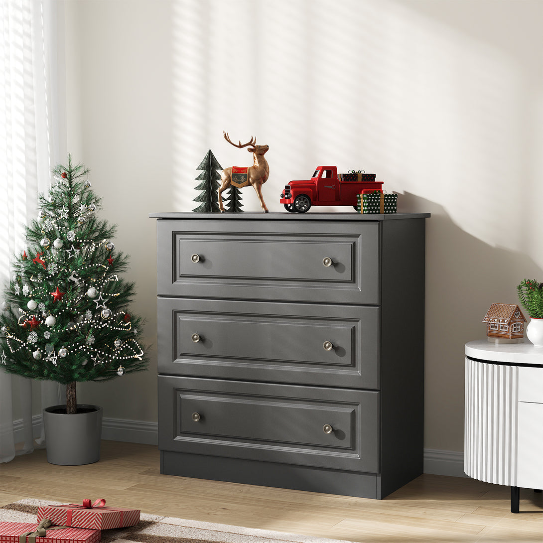 IDEALSOUL Dressers for Bedroom, 3 Drawer Dresser, White Dresser with Large Storage Space for Living Room, Chest of Drawers for Bedroom