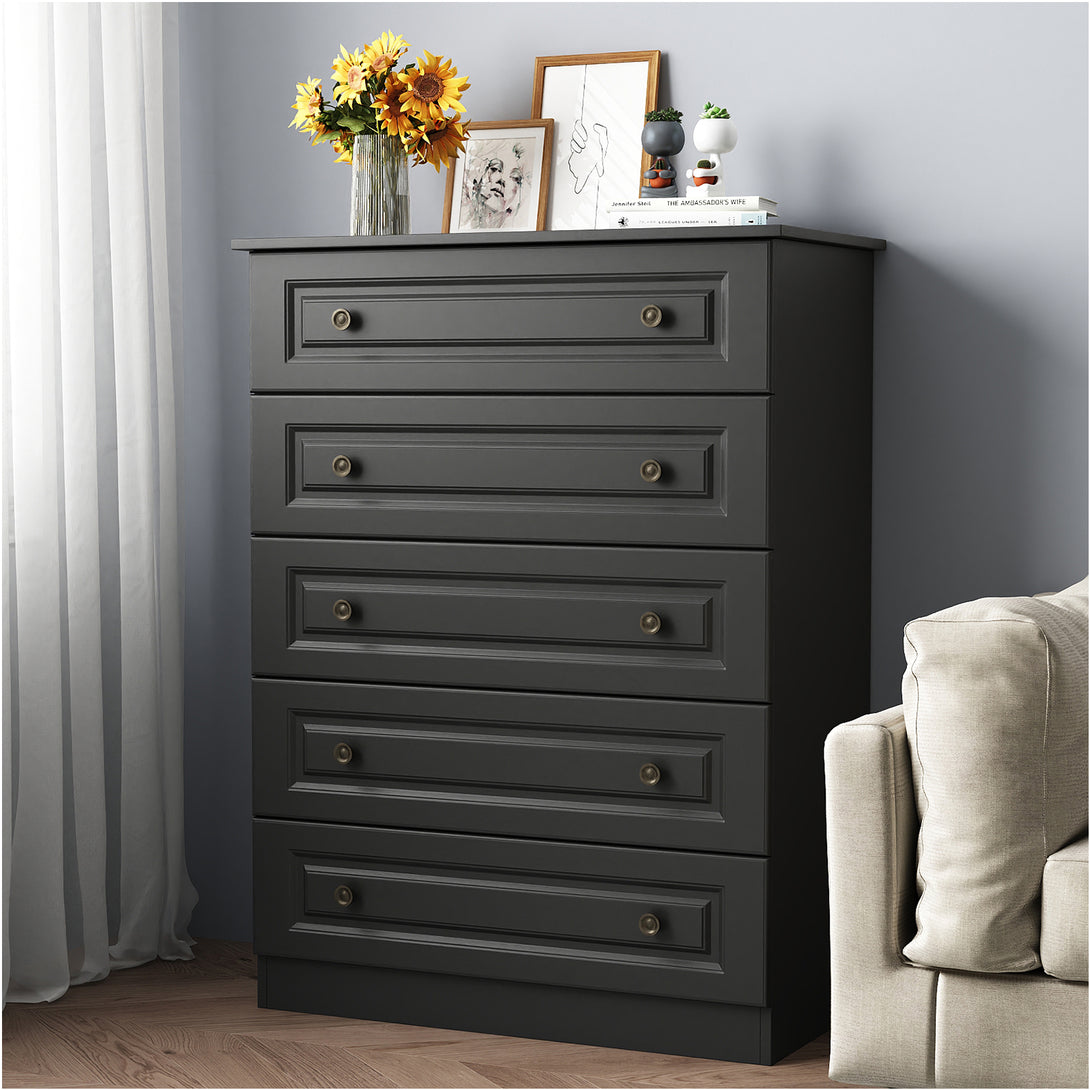 Dresser for bedroom,5 Drawer Dresser Tall  Dresser with Large Storage Space, for Bedroom,Hallway,Entryway